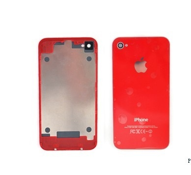 De Bonne Qualité Verre de couverture arrière rouge de pièces d'OEM de l'iphone 4 de kit de conversion, logement de batterie Ventes